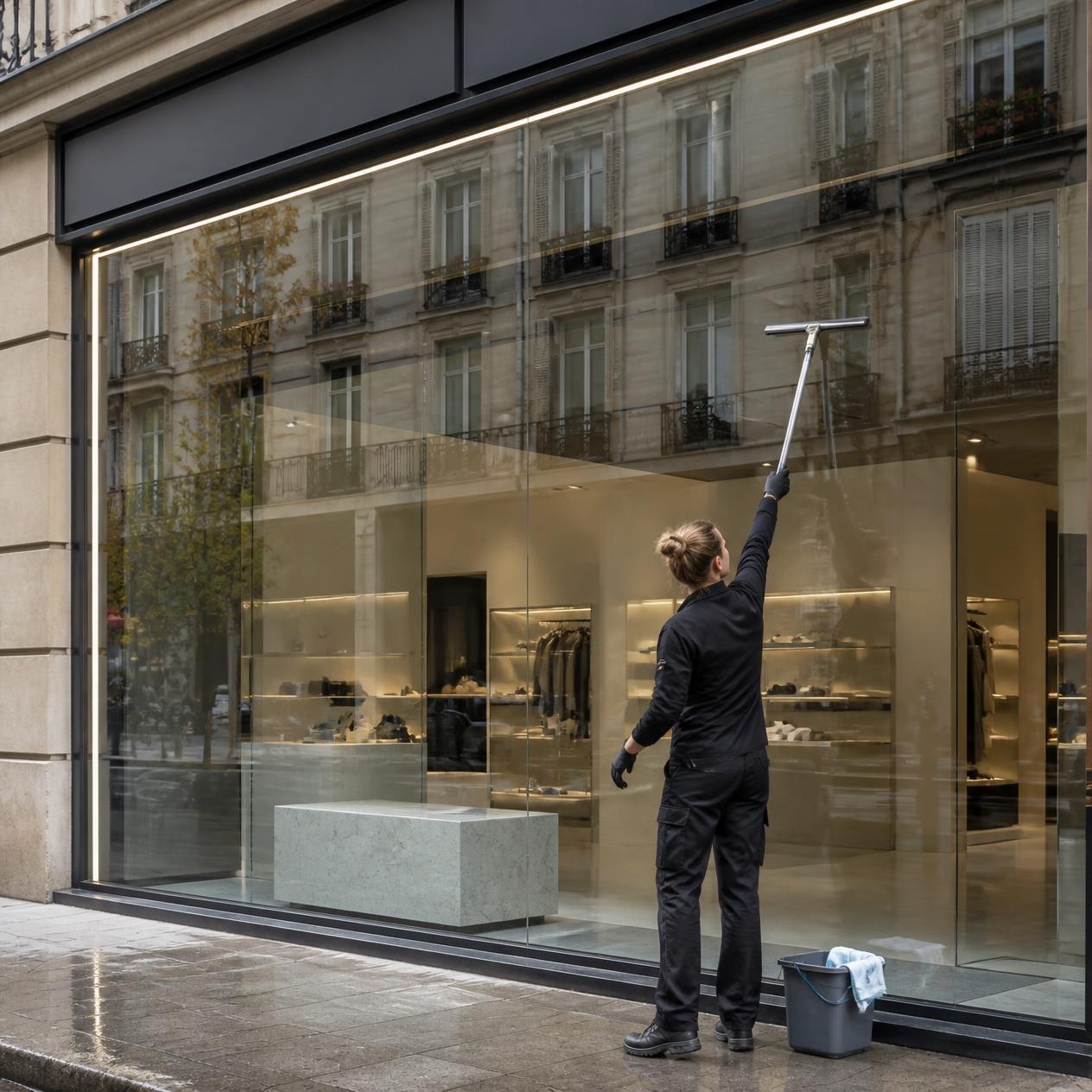 Nettoyage d'un commerce et de ses vitrines
